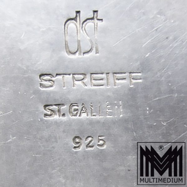Massiver Art Deco Silber Armreif Armspange Streiff signiert Schweiz St. Gallen