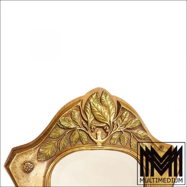Prachtvoller Jugendstil Wandspiegel Messing Holz um 1900 Art Nouveau wall mirror