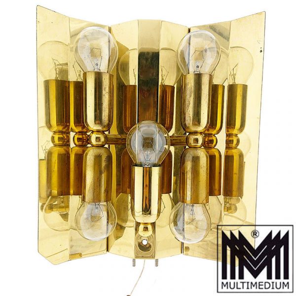 Kalmar Eisglas Wandlampe Glas Messing Blätter glass brass wall lamp