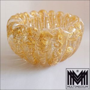 Barovier & Toso Murano Glas Schale Goldpuder Cordonato doro