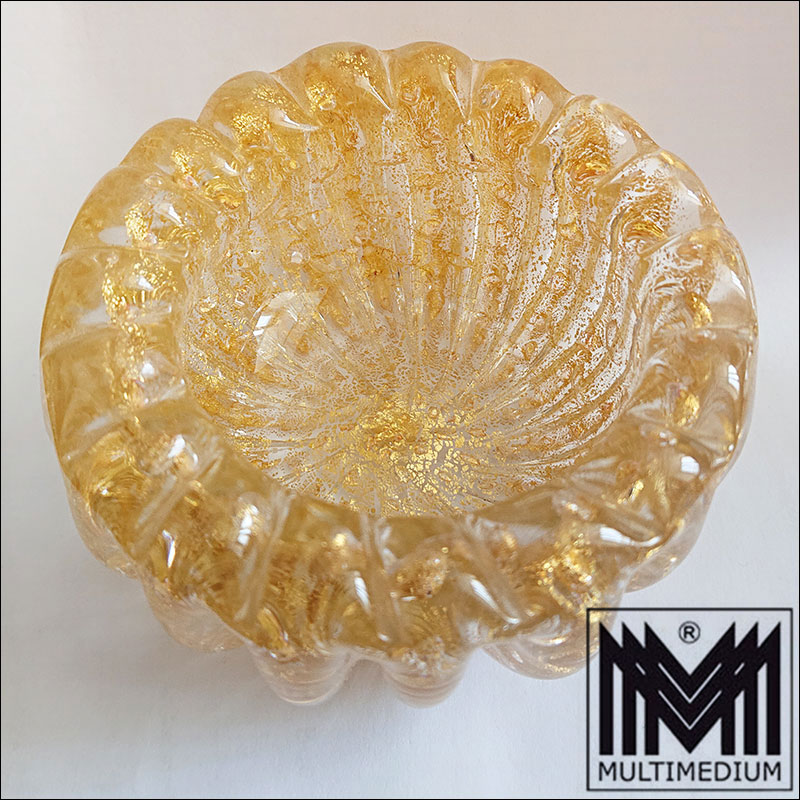Barovier & Toso Murano Glas Schale Goldpuder Cordonato doro