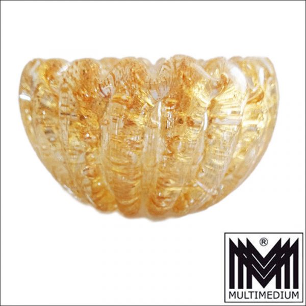 Barovier & Toso Murano Glas Schale Goldpuder Cordonato doro