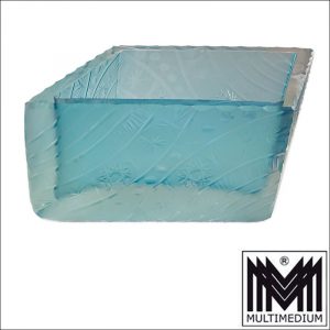 Antonin Drobnik (attrib.) blaue Czech Glas Schale farblos überfangen geschliffen