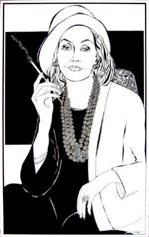 Die Frau mit der Zigarette - Tuschezeichnung © by Gisela Geser