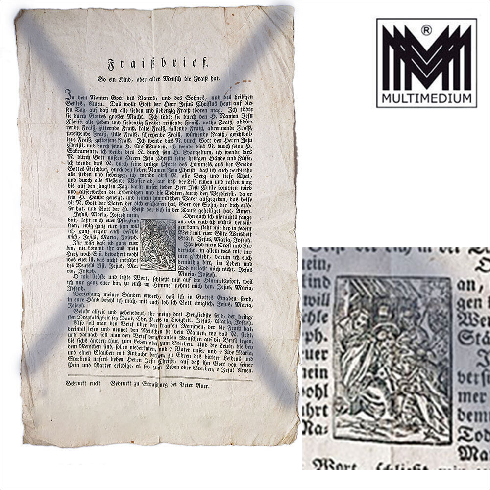 Fraissbrief 01 Einblattdruck - Volksmedizin - Fraissbrief 1.Hälfte 19.Jhd.