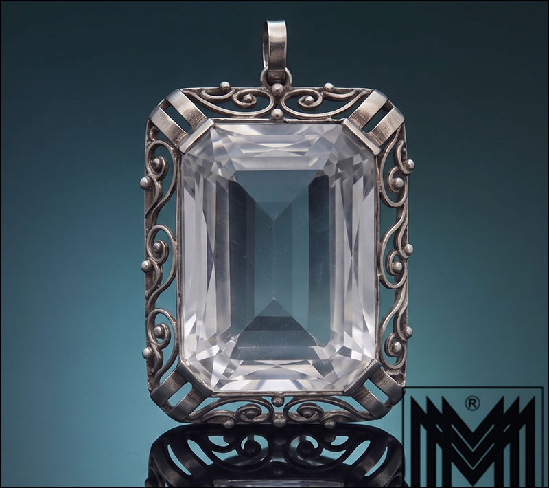 Gemini Generated Image 841t9r841t9r841t Großer Art Deco Silber Anhänger Bergkristall silver pendant mountain crystal