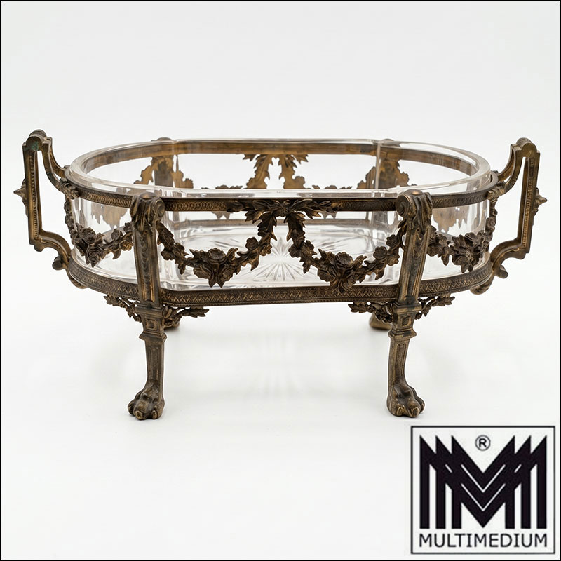 Gemini Generated Image 84sqnv84sqnv84sq Antike Jardiniere Frankreich 19.Jh Kristallglas Bronze Doré Prunkschale Schale