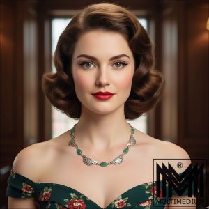 Art Deco 800 Silber Chrysopras Collier Halskette Grün silver necklace