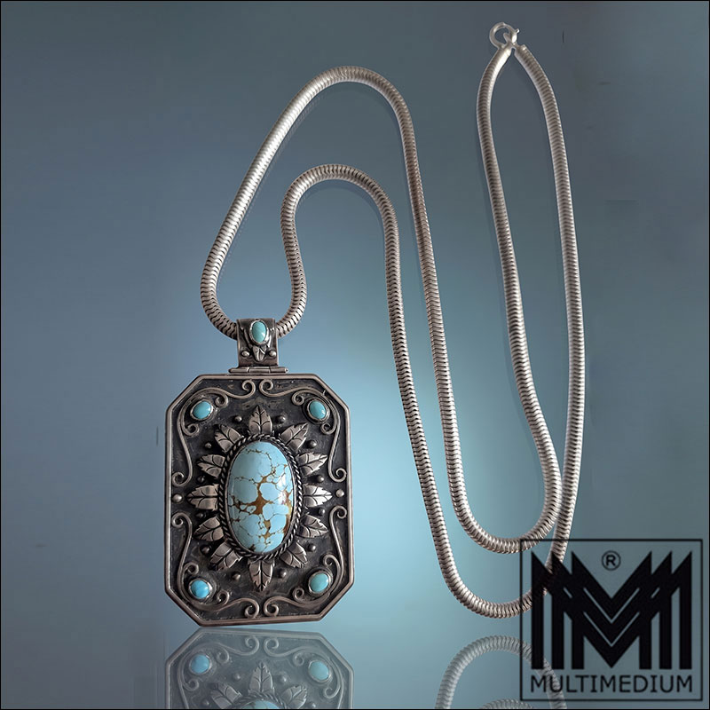 Gemini Generated Image 9ppdwf9ppdwf9ppd Antikes Medaillon Art Deco 925 Sterling Silber Handarbeit Natürlicher Türkis
