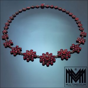 Historismus Granat Collier Tombak garnet necklace tombac red brass