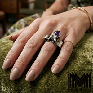 Monika & Burghard Oly Massiver Modernist Silber Ring Amethyst silver