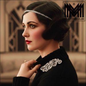 Französische Art Deco Strass Brosche mit Clips French paste brooch French France