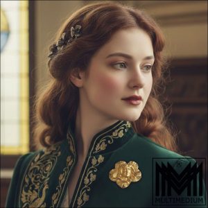 Jugendstil 750er Gelbgold Brosche Dame Art Nouveau 18ct gold brooch