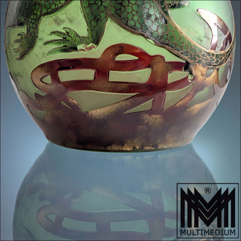 Gemini Generated Image g68hnhg68hnhg68h Seltene Jugendstil Glasvase Entwurf Carl Goldberg Haida Böhmen um 1900