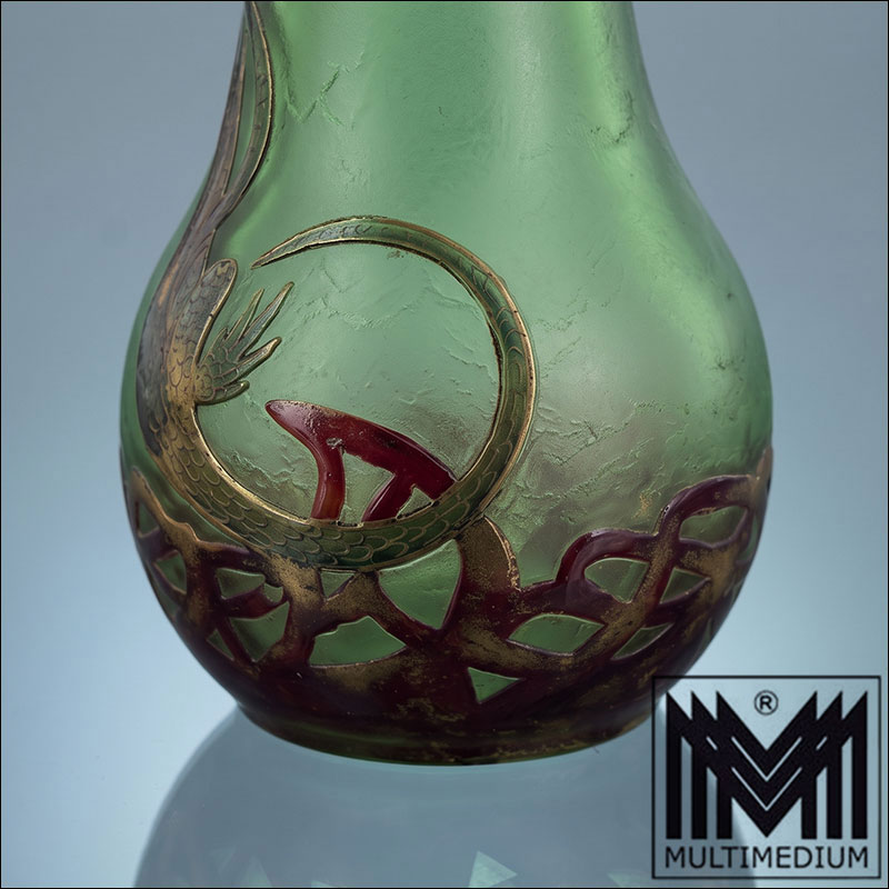 Gemini Generated Image hd68czhd68czhd68 Seltene Jugendstil Glasvase Entwurf Carl Goldberg Haida Böhmen um 1900
