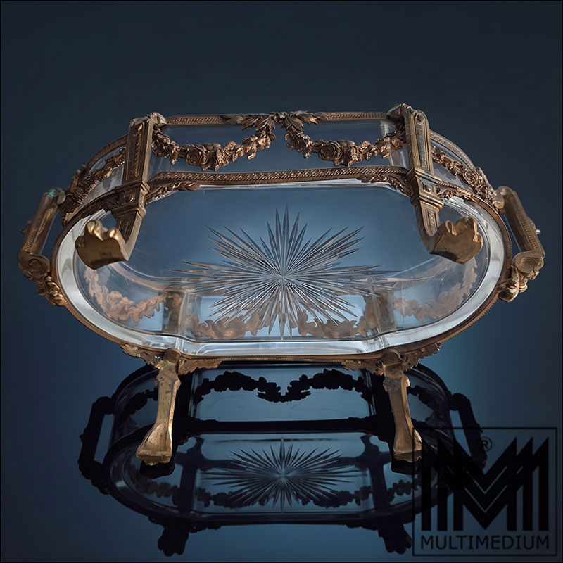 Gemini Generated Image huw24jhuw24jhuw2 Antike Jardiniere Frankreich 19.Jh Kristallglas Bronze Doré Prunkschale Schale