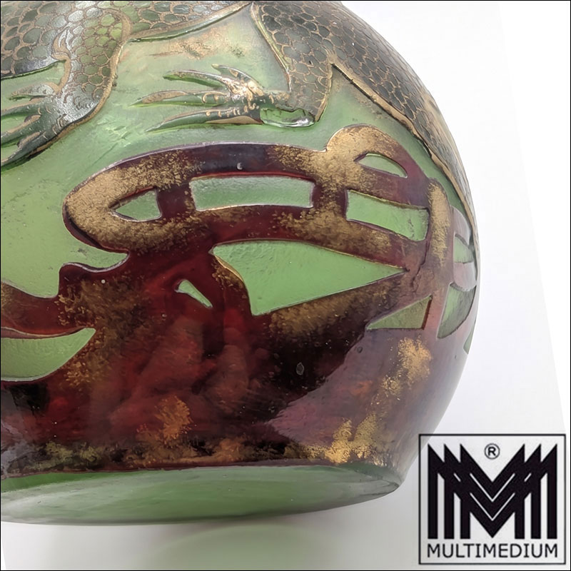 Gemini Generated Image jerd4hjerd4hjerd Seltene Jugendstil Glasvase Entwurf Carl Goldberg Haida Böhmen um 1900