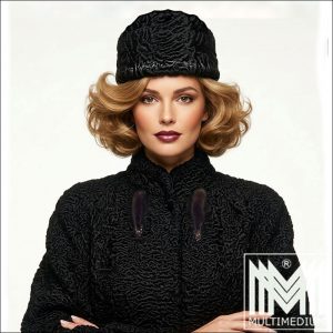 Persianer Pelz Damen Lammfell Jacke in schwarz Pelzjacke Leder Karakul Swakara