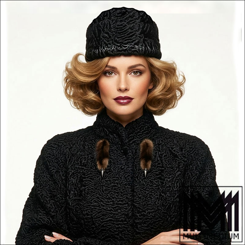 Persianer Pelz Damen Lammfell Jacke in schwarz Pelzjacke Leder Karakul Swakara