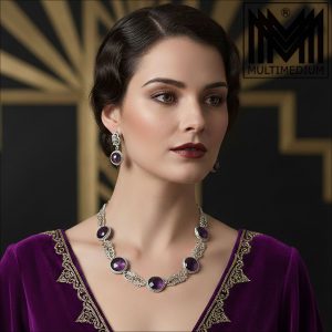 Art Deco Silber Collier Ohrringe Halskette Amethyst silver necklace