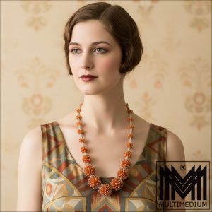 Wiener Werkstätte Halskette Max Snischek feine Glas Perlen Stickerei