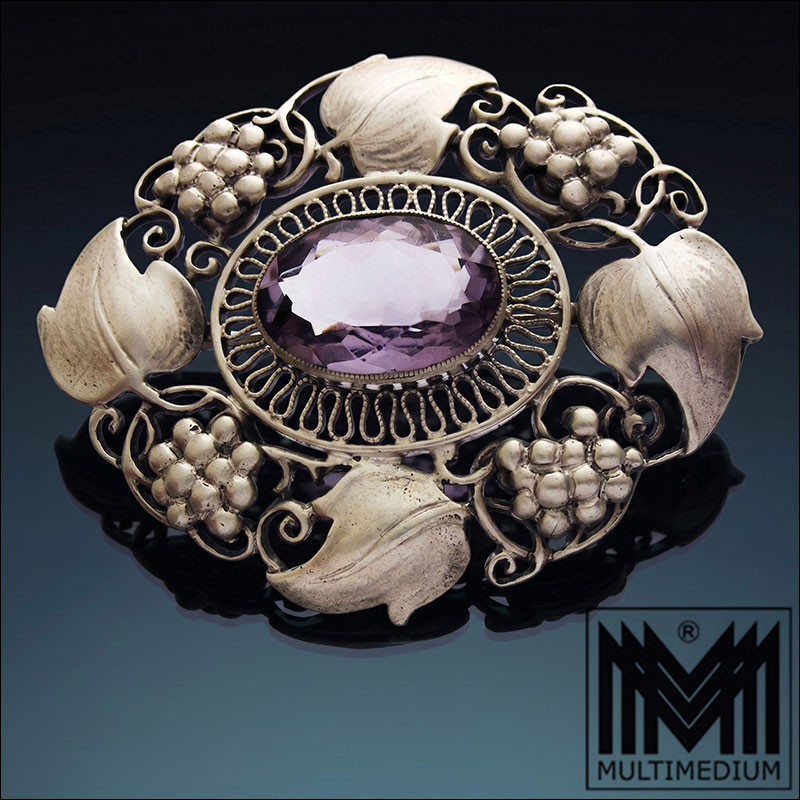 Gemini Generated Image lt9m68lt9m68lt9m Antike Jugendstil Theodor Fahrner Pforzheim Silber Brosche Amethyst c1910 sign.