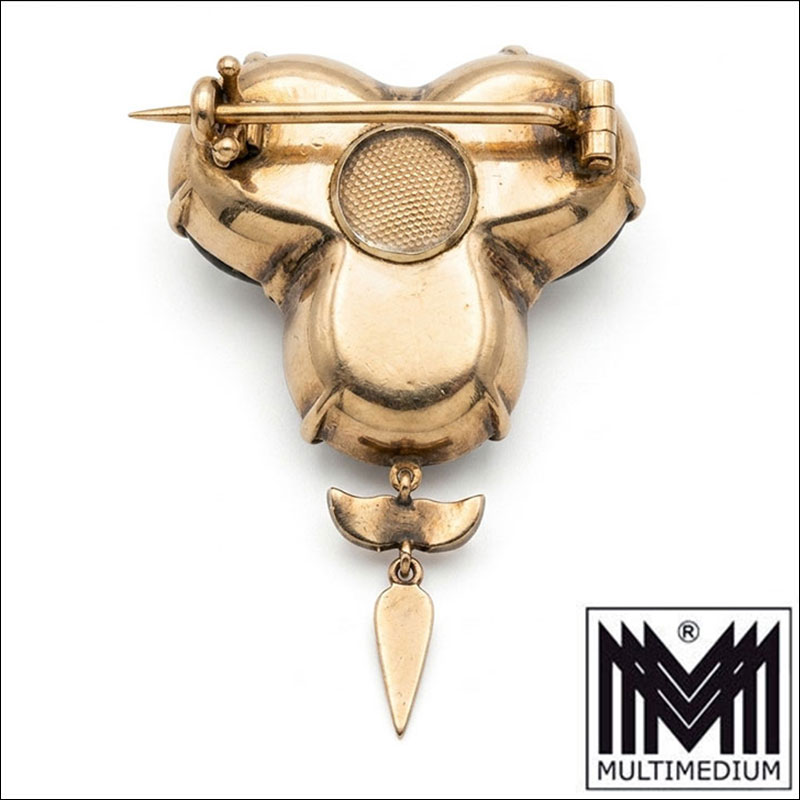 Gemini Generated Image m9hd5wm9hd5wm9hd Antike Viktorianische Granat Brosche um 1870 Gold & Diamant Rose Gedenkschmuck