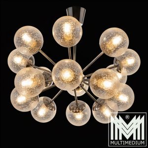 Sputnik Space Age Deckenlampe verchromt Glas Kugeln 70er Jahre Lampe