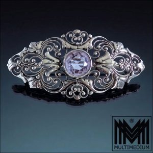 Art Deco 835 Silberbrosche Laurin 1936-1945 Amethyst Filigran Prunkbrosche