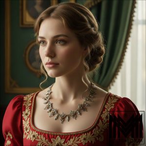 Antike Historismus Neorenaissance Halskette Collier Granat Paste selten Trachten