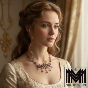 Antikes Jugendstil Collier Silber vergoldet Amethyst silver necklace