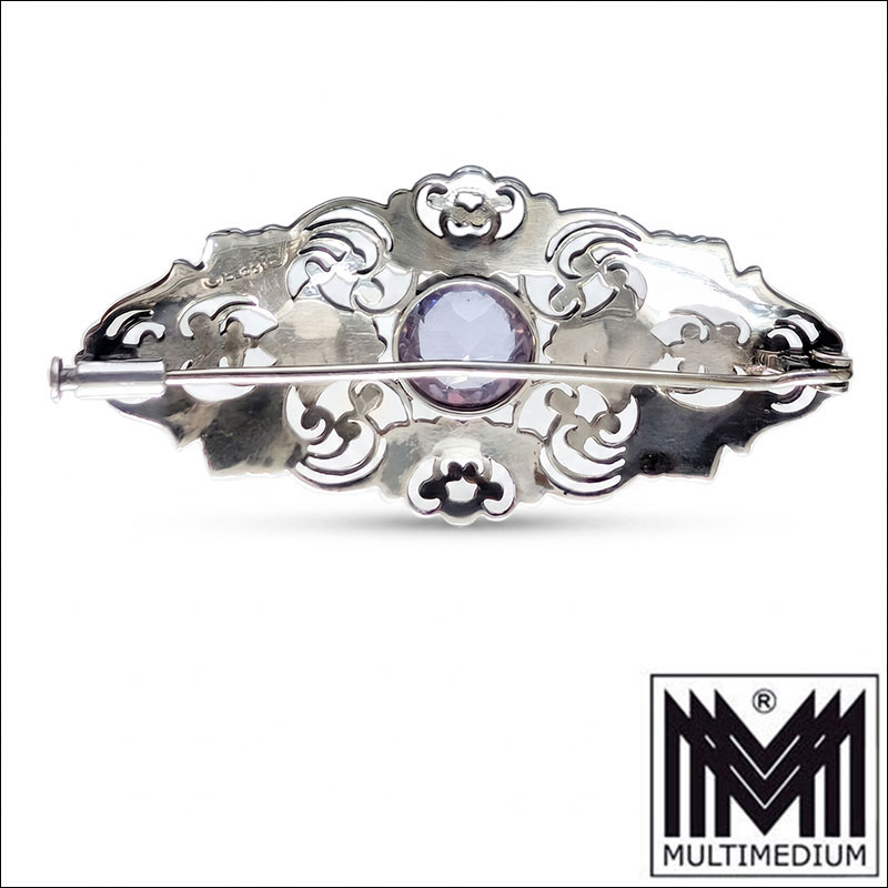 Art Deco 835 Silberbrosche Laurin 1936-1945 Amethyst Filigran Prunkbrosche – Bild 3