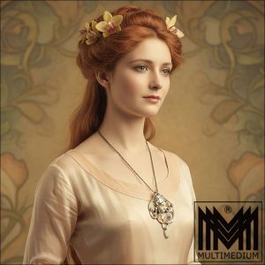 Georges le Saché Antoine Beaudouin Jugendstil Silber Anhänger Emaille Modestie