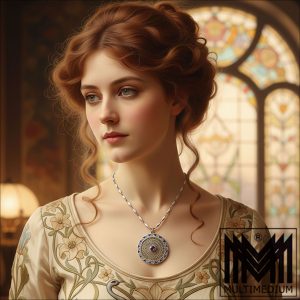 Jugendstil Anhänger um1920 Emaille amethystfarbener Stein Filigrane Arbeit