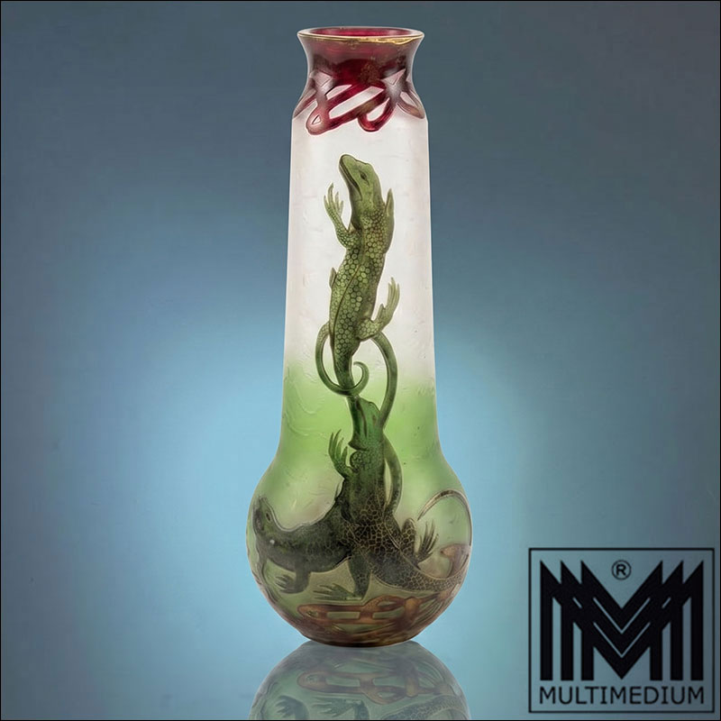 Gemini Generated Image yajr57yajr57yajr Seltene Jugendstil Glasvase Entwurf Carl Goldberg Haida Böhmen um 1900