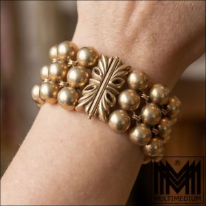 Prachtvolles breites Vintage Armband 925 Silber vergoldet 70er Jahre signiert Kugeln