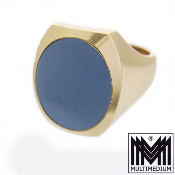 Herren Siegel Ring 585 Gelbgold Achat Lagenstein massiv 14ct gold