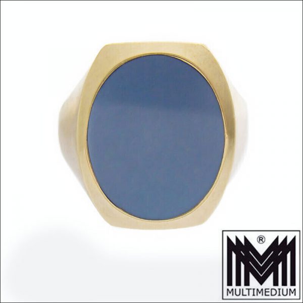 Herren Siegel Ring 585 Gelbgold Achat Lagenstein massiv 14ct gold