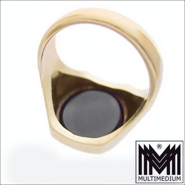 Herren Siegel Ring 585 Gelbgold Achat Lagenstein massiv 14ct gold