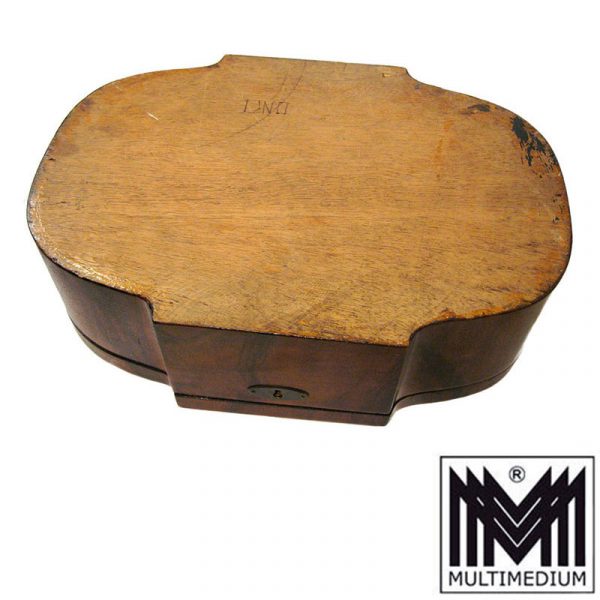 Antike Holz Schatulle für Schmuck Rosenkranz Spiegel Deckel wood case