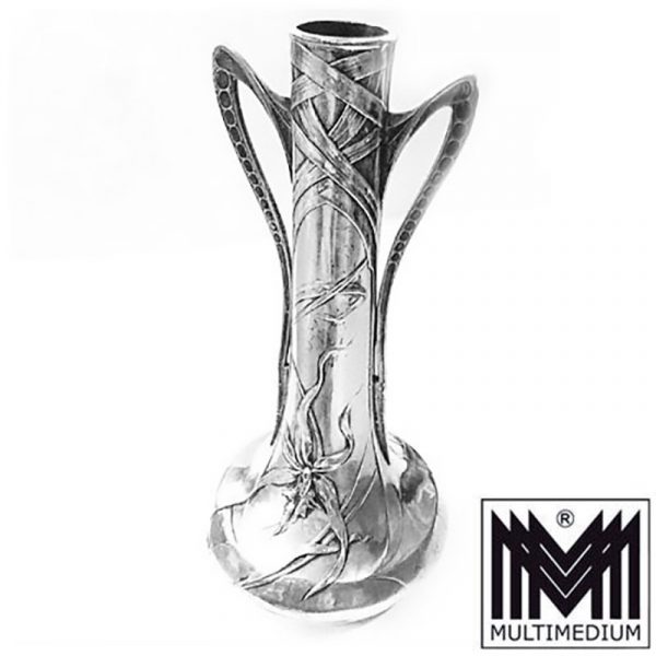 Jugendstil Vase Zinn versilbert Verit N.B.W. NORBLIN silver