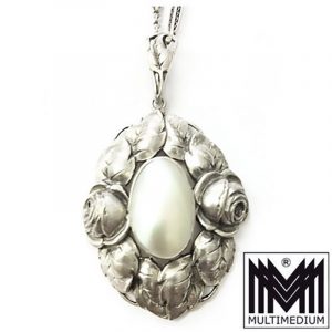Jugendstil Silber Anhänger mit Perlmutt art nouveau silver pendant mother pearl