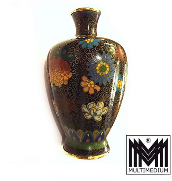 Seltene Japanische Cloisonné Vase Väschen um 1900 Emaille emailliert enamel vase