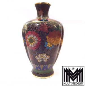 Seltene Japanische Cloisonné Vase Väschen um 1900 Emaille emailliert enamel vase