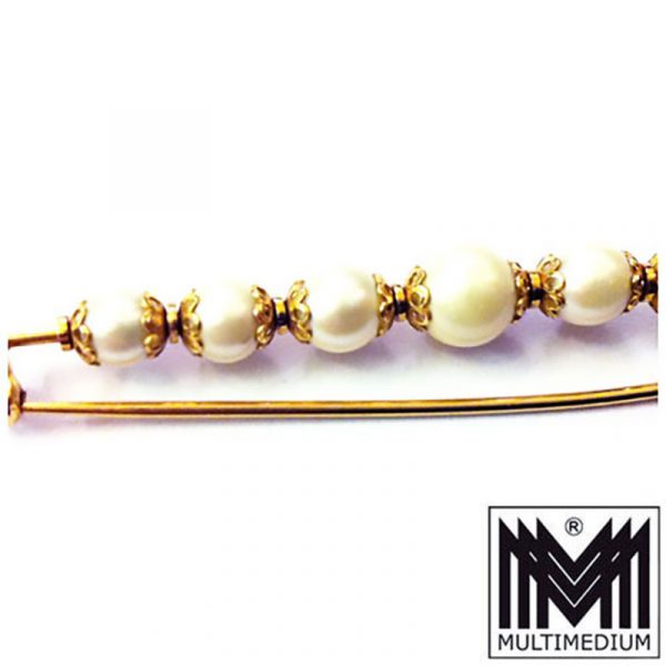 Vintage 750er 18ct Gold Brosche Perlen Italien gold brooch pearls Italy 50s