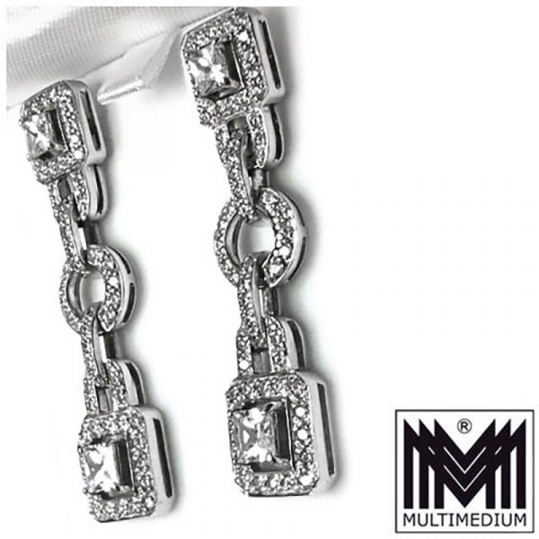 Prachtvolle Silber Ohrringe im Art Deco Stil Zirkonia silver earrings