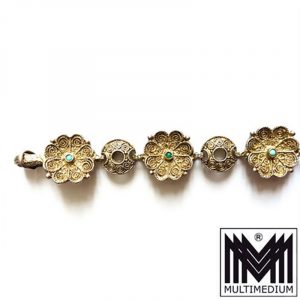 Theodor Fahrner Art Deco Silber Armband vergoldet Türkis silver bracelet signed
