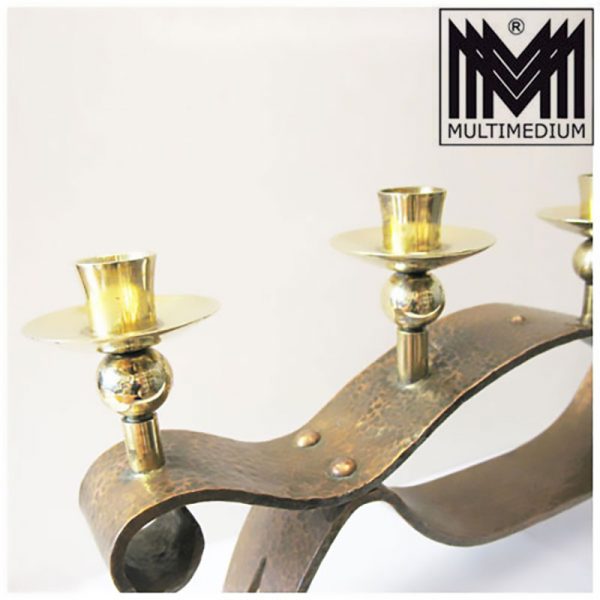 Antique Arts and Crafts Copper Brass Art Deco Kerzenständer Kupfer Handarbeit
