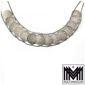 Trachten Münz Collier Münzen Hals Kette Chariwari Silber Tracht um 1906 selten