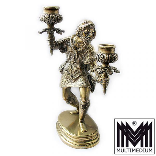 Figürlicher Kerzenleuchter Messing Bronze Historismus Stil brass candle holder